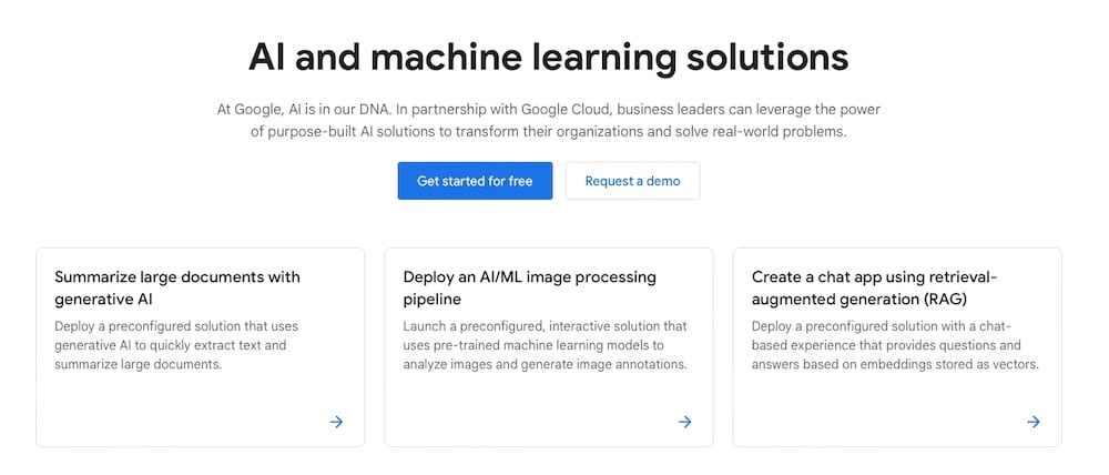 Google Cloud propose de nombreux outils d'IA et des points d'accès API pour créer des outils personnalisés.