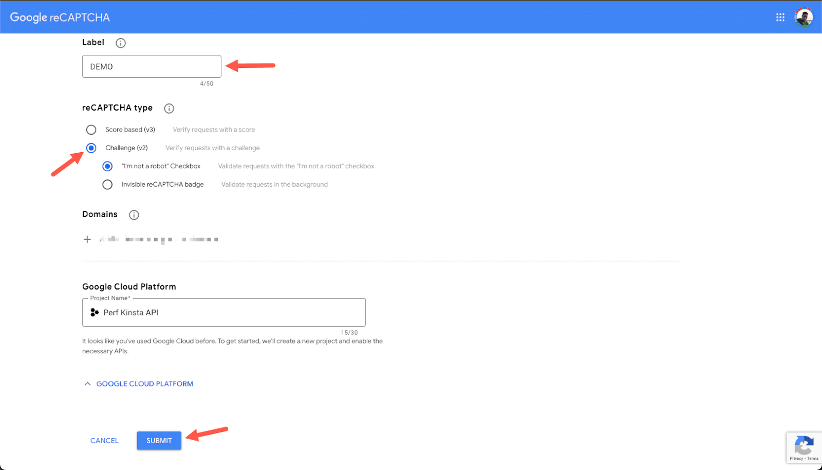 Selecting reCAPTCHA v2 with the 'I'm not a robot' checkbox for WooCommerce security.