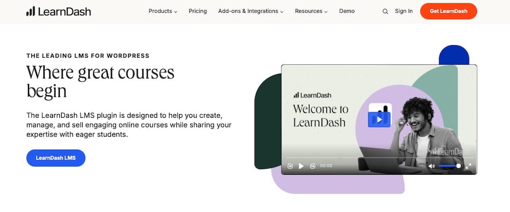 Captura de pantalla del sitio web LearnDash.