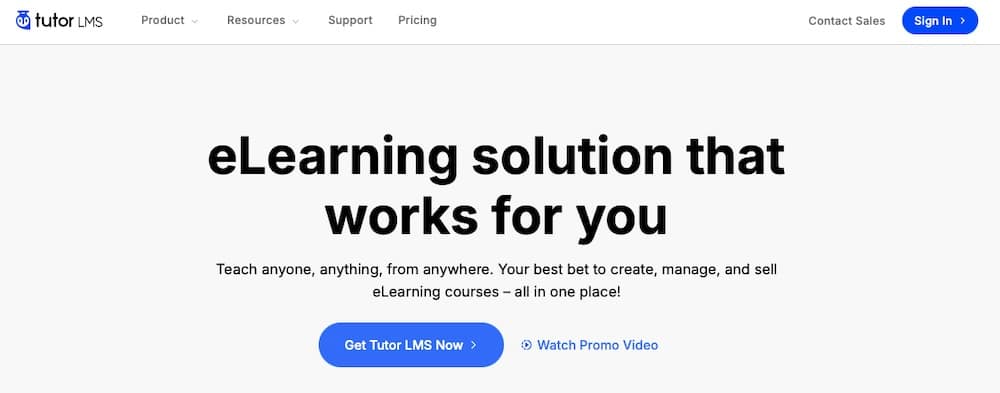 Una schermata del sito web di Tutor LMS.