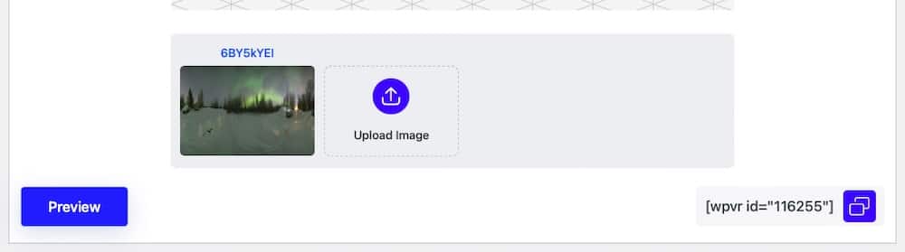 Captura de tela da interface de envio de imagens no WP VR.
