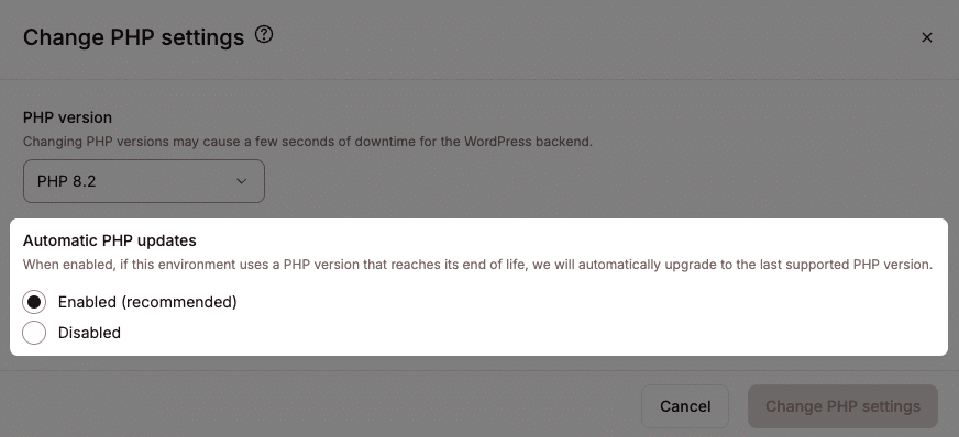 Automatic PHP updates.