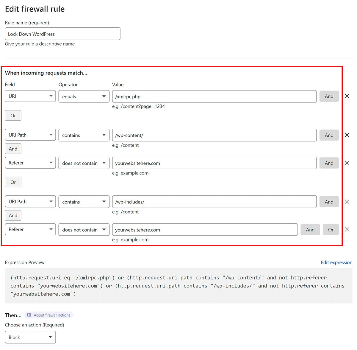 Custom WAF rules