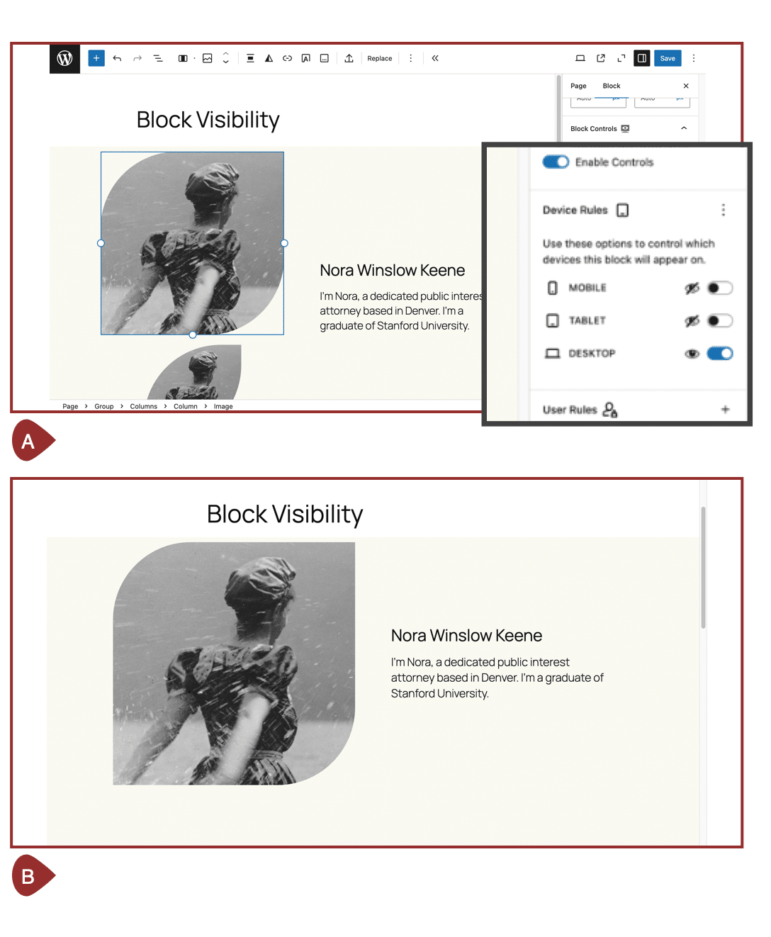 Add device rules to the image block