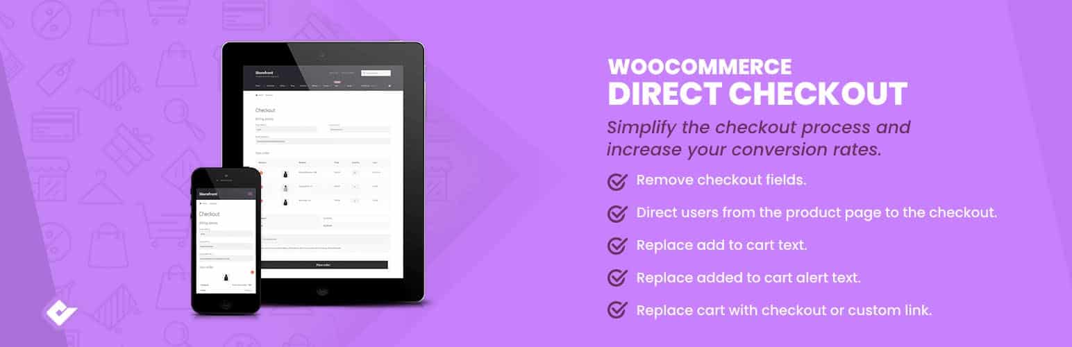 Screenshot of the web banner for the Direct Checkout for WooCommerce plugin.
