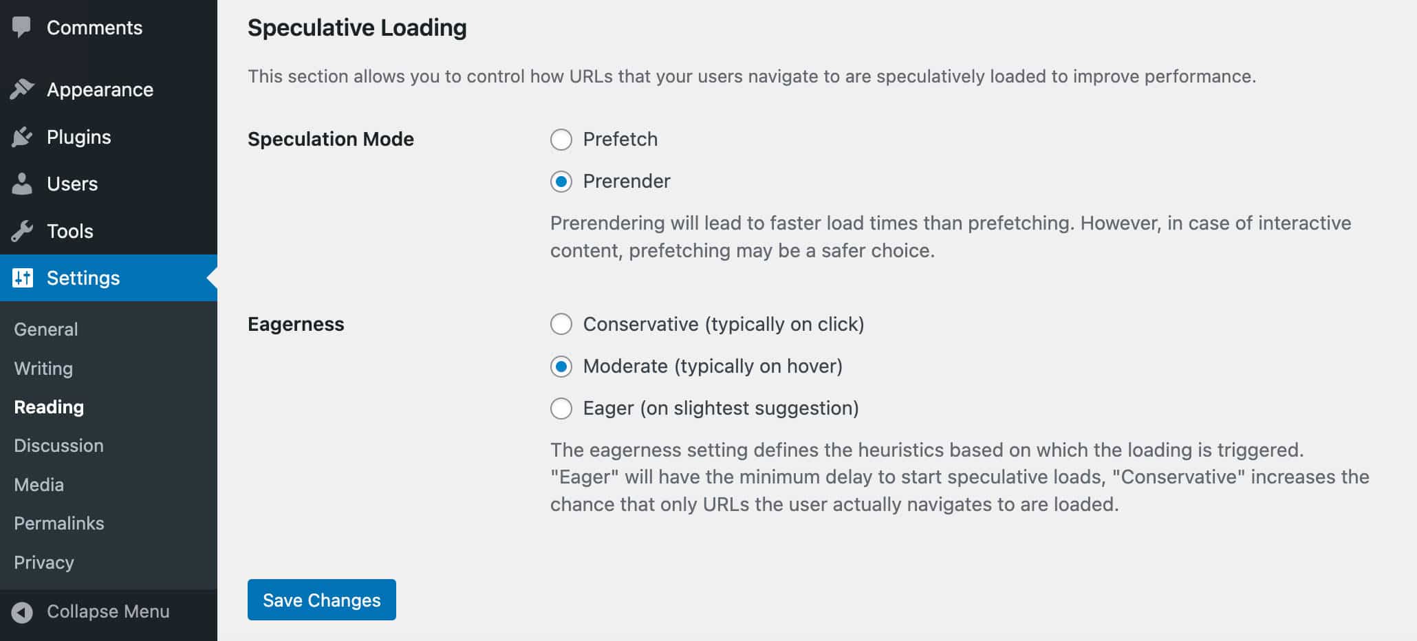 Speculative Loading plugin defaults