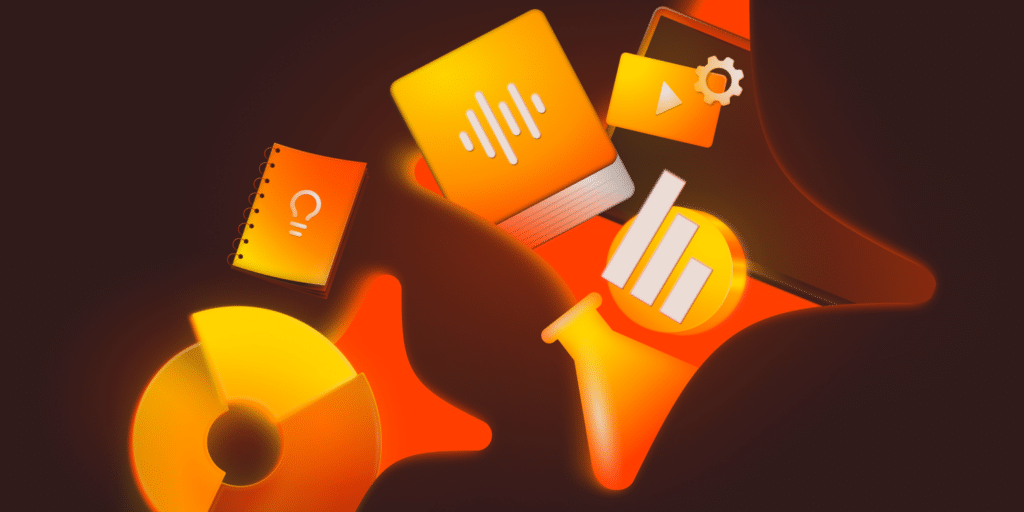 This is an illustration of the use of AI for online learning, using icons representing books, websites, and artificial intelligence.