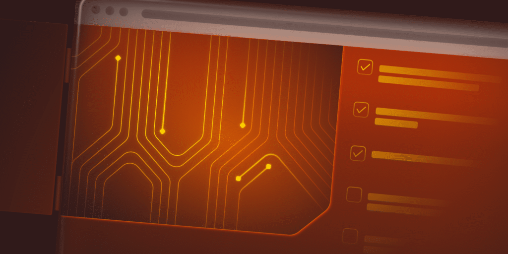 An illustration representing website maintenance and showing an electronic checklist.