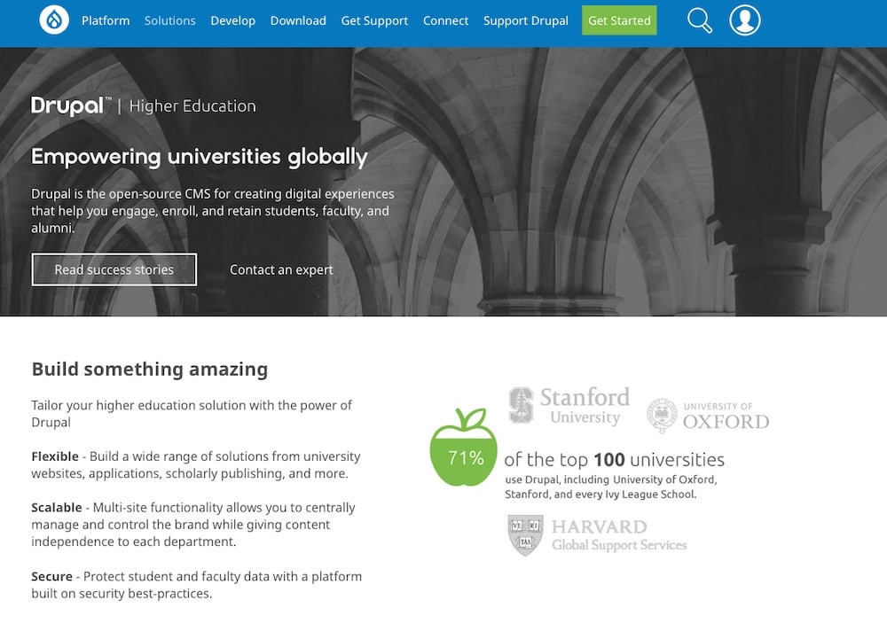 Ein Screenshot der offiziellen Drupal-Website.