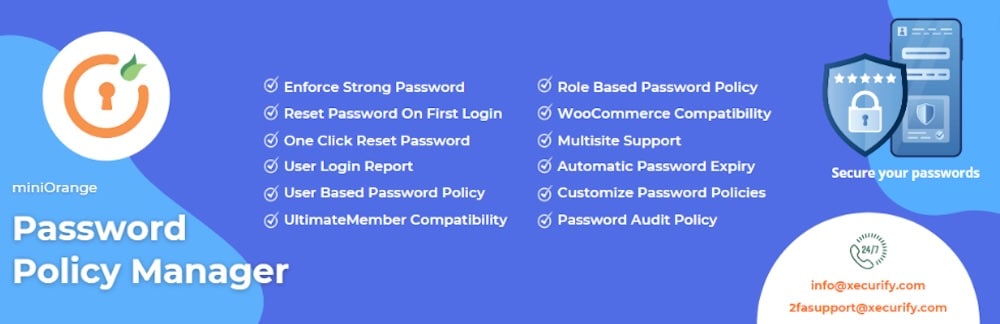 Een screenshot van de webbanner voor de plugin Password Policy Manager.