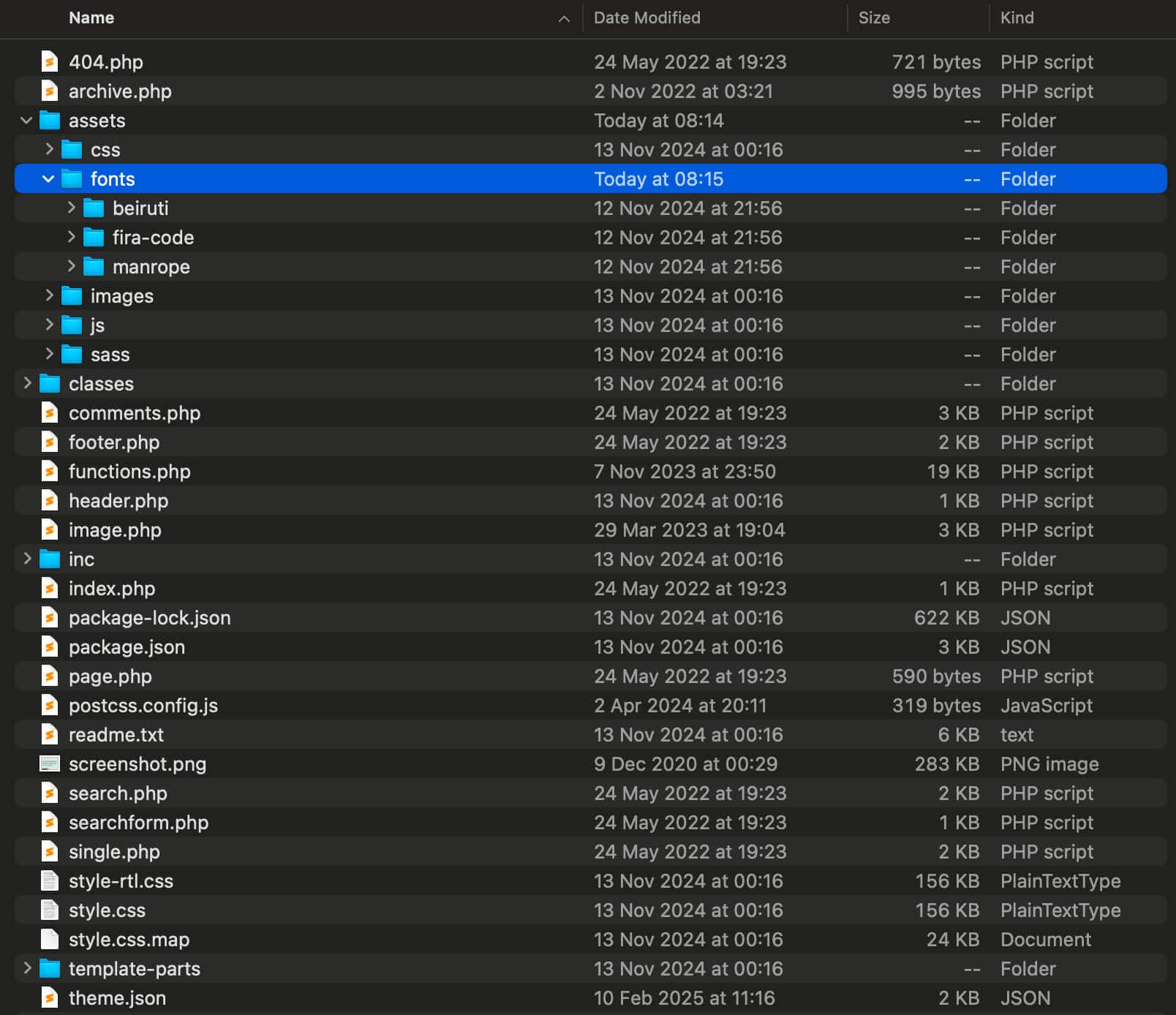 We hebben drie lettertypen en een theme.json bestand toegevoegd aan het Twenty Twenty-One thema