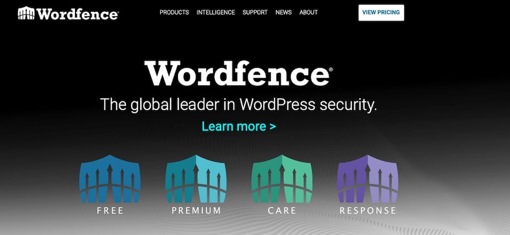 Screenshot der Startseite von Wordfence
