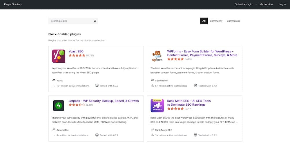 Ein Screenshot vom WordPress-Plugin-Repository.