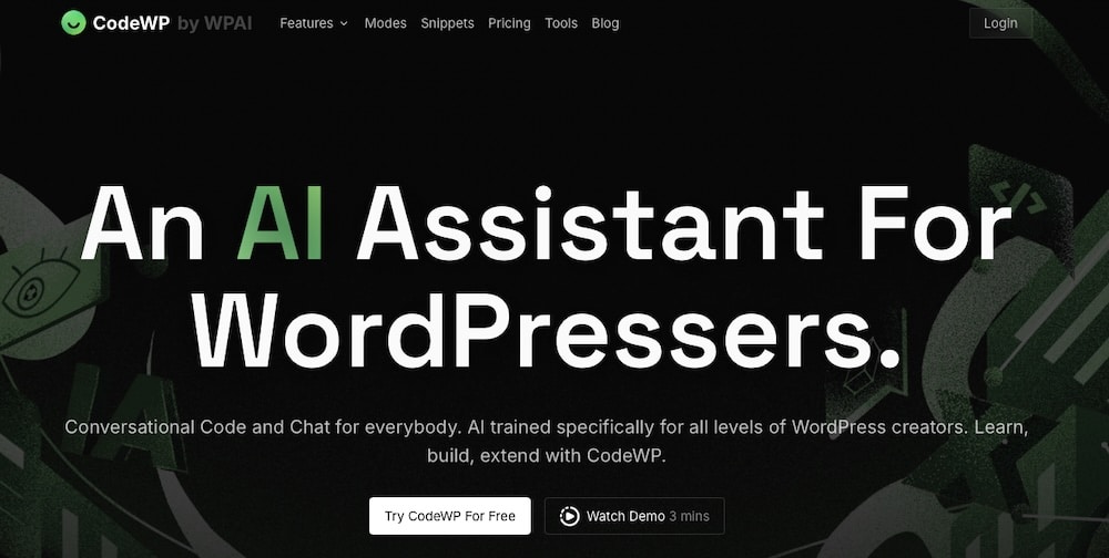 CodeWP website homepage 