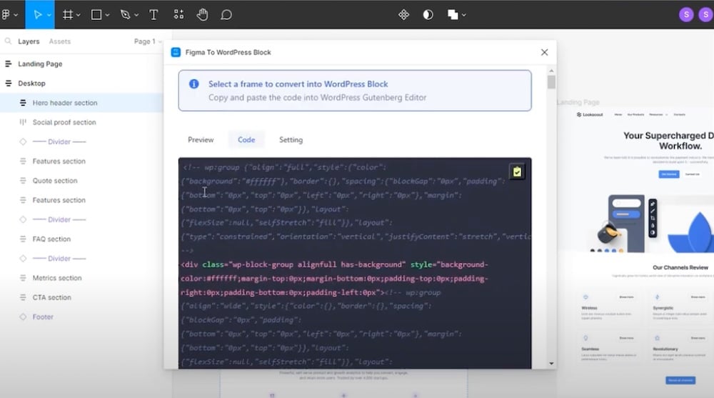 Generating code in Figma to WordPress Block plugin 