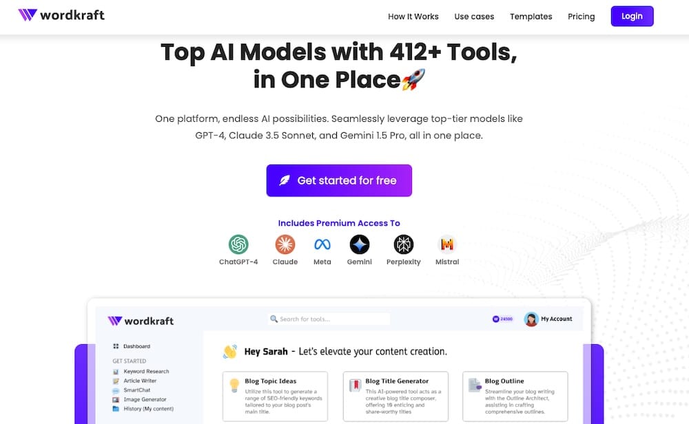 Wordkraft.ai website homepage 