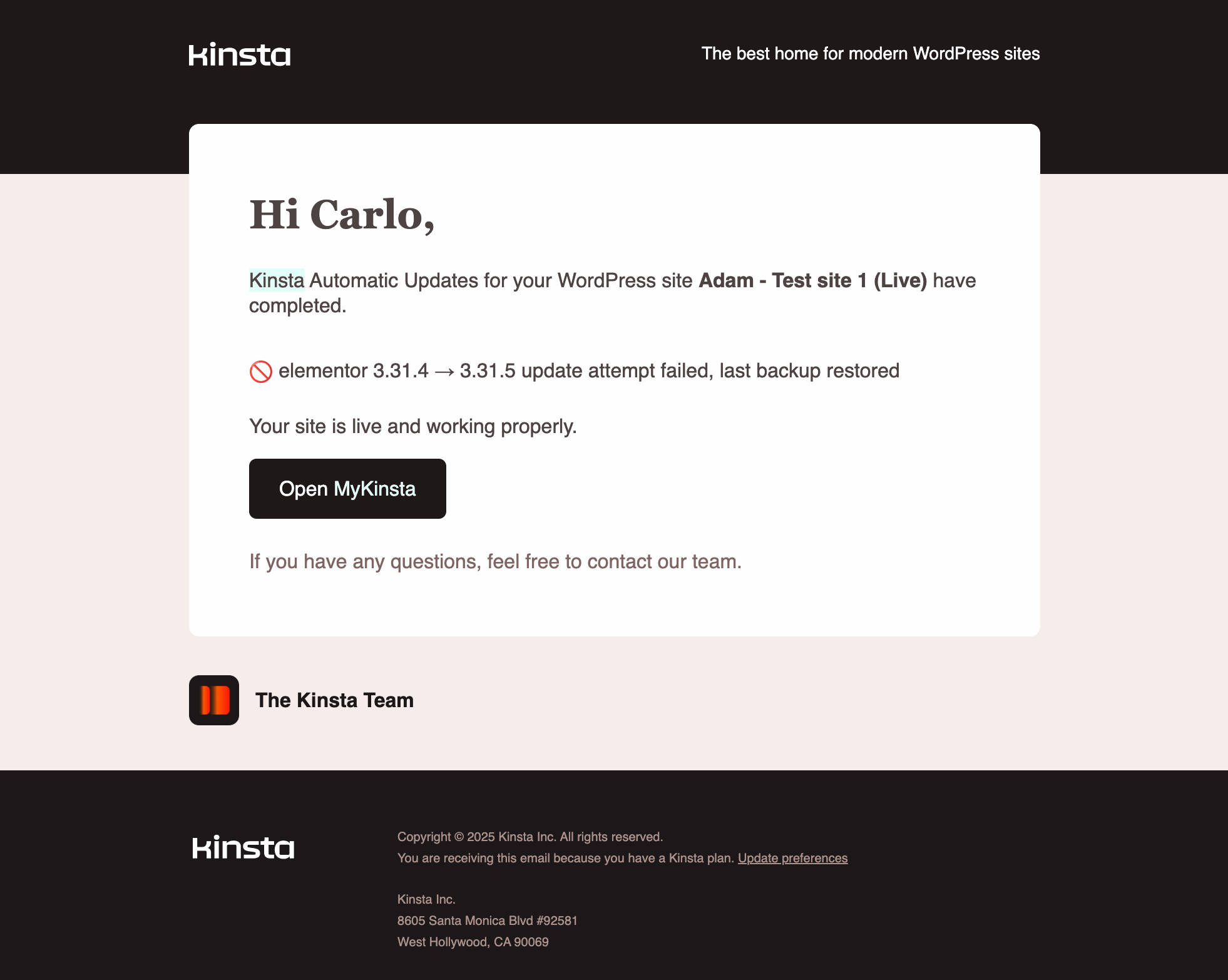 Mislukte automatische updates e-mail