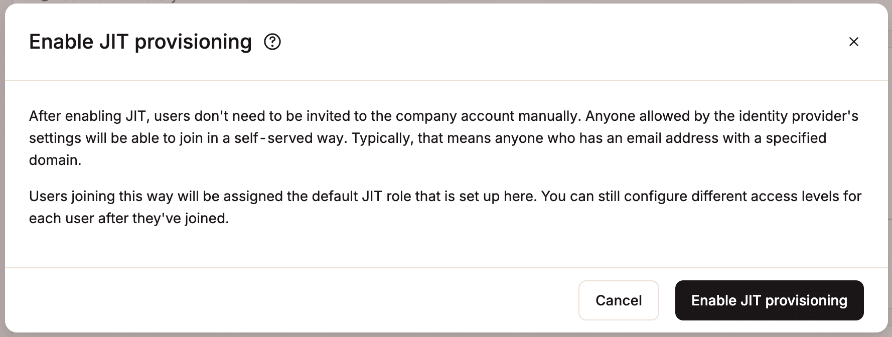 Abilitare il provisioning JIT in MyKinsta. 