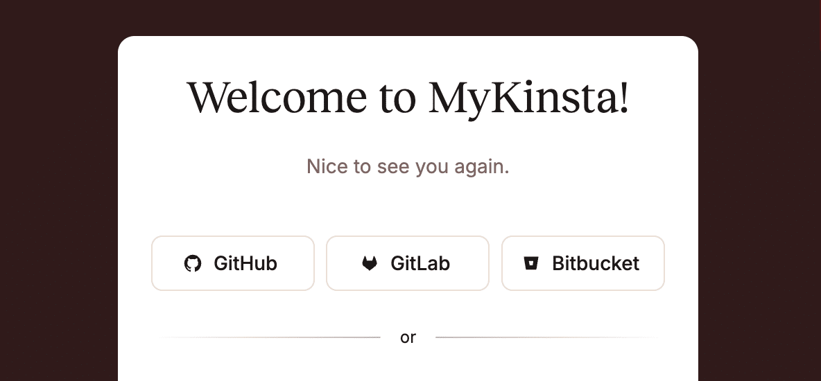 Opzioni del Social Login di MyKinsta