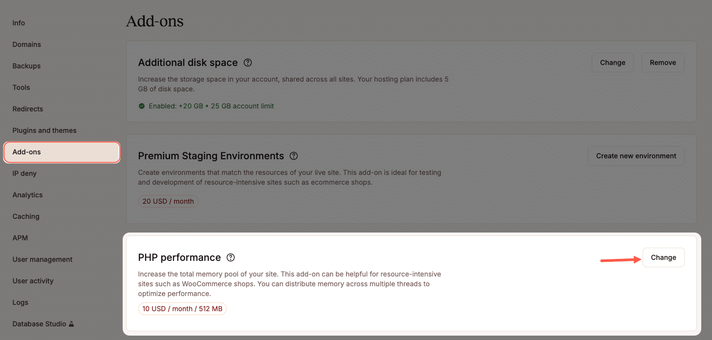 Rendimiento de PHP en Add-ons