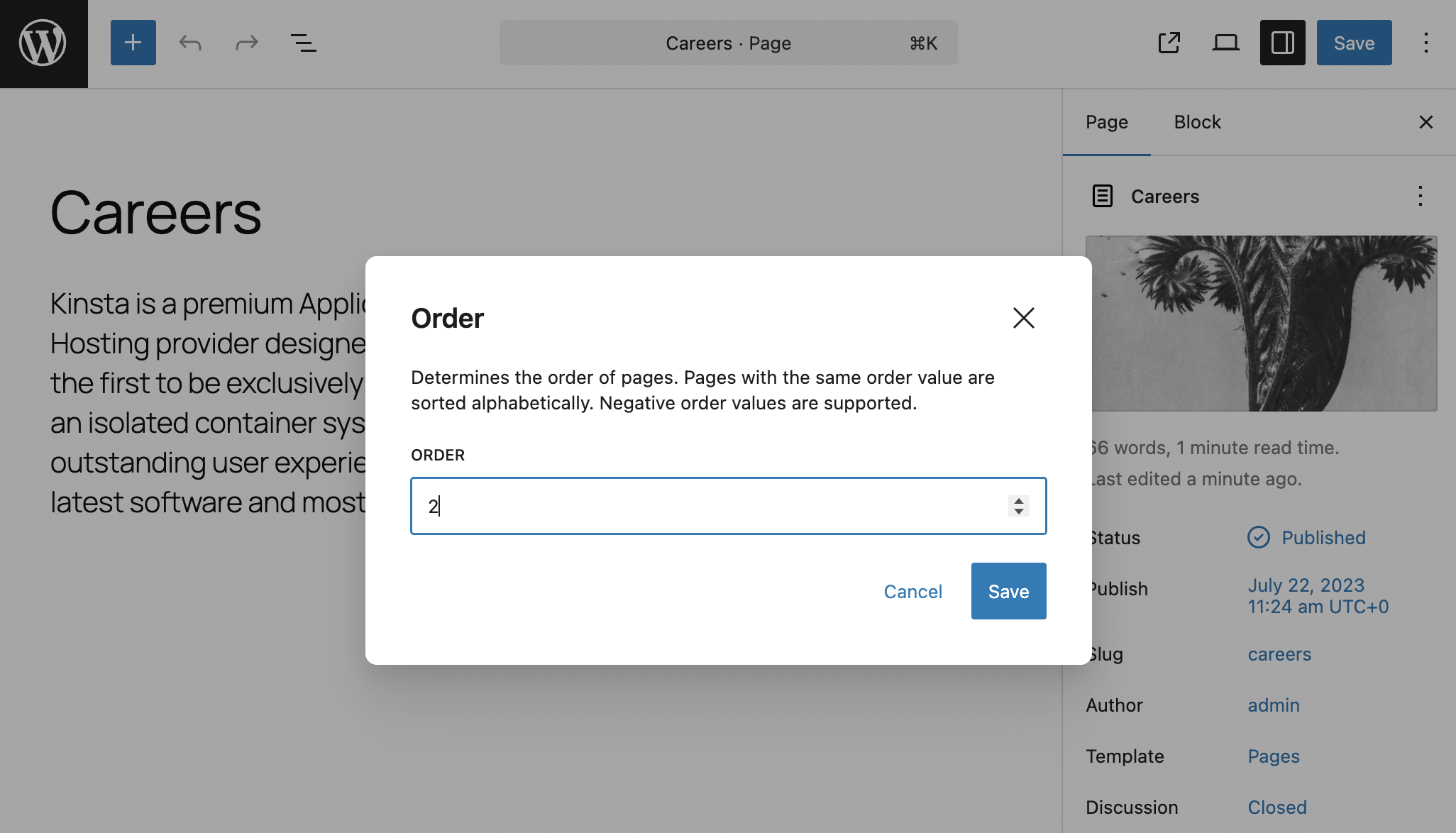 Modificare l'ordine del menu