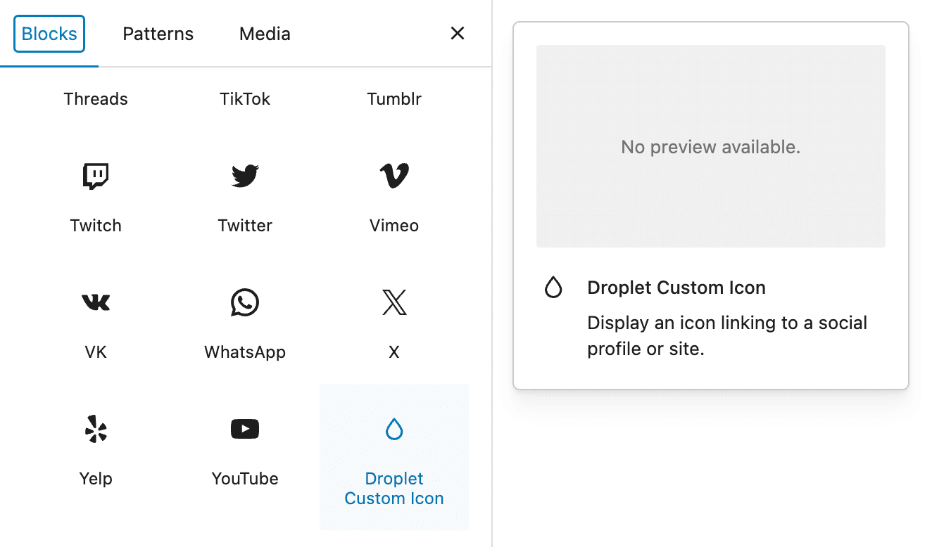 Un'icona di collegamento personalizzata in WordPress 6.9