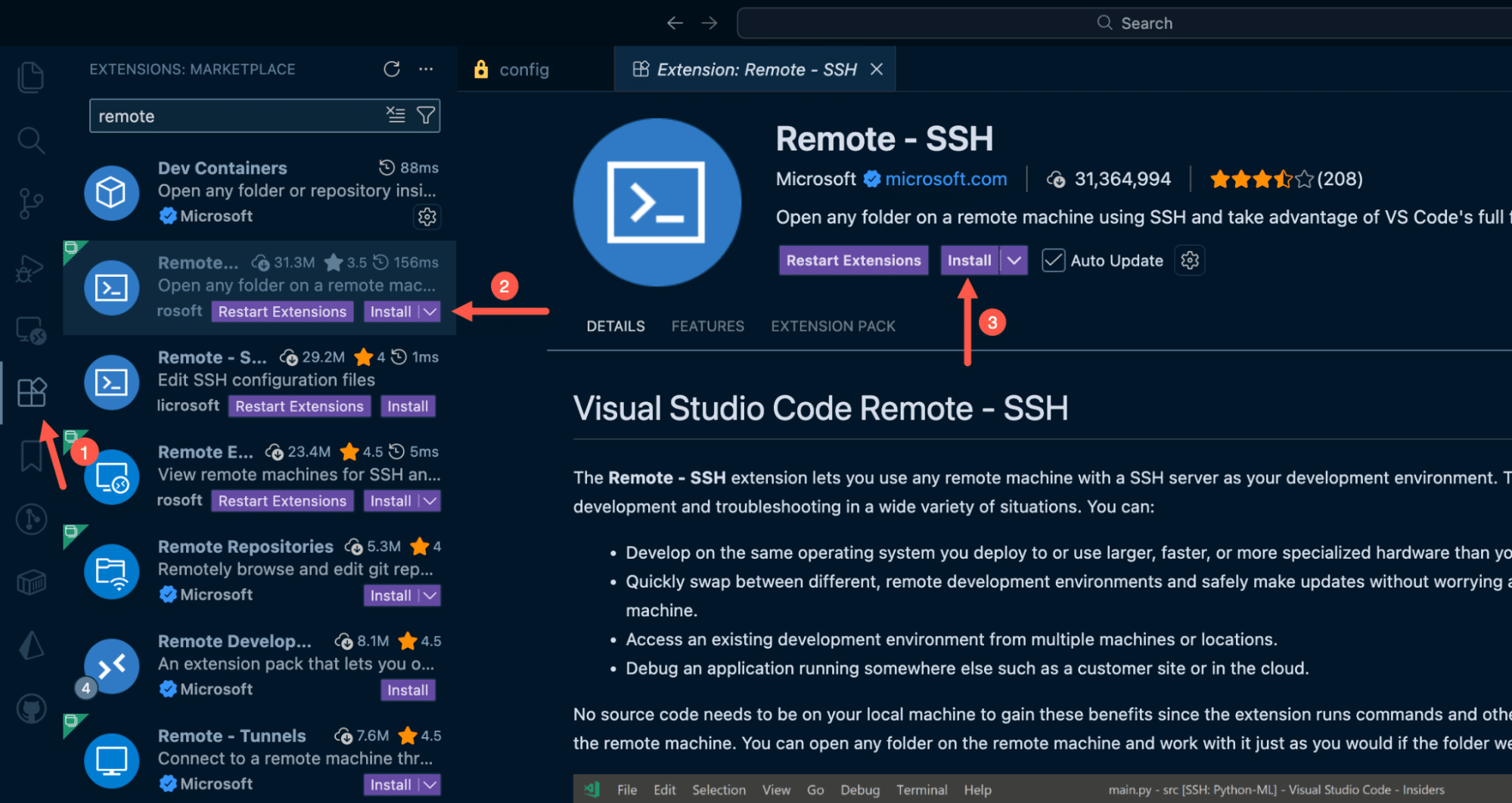 Extension Remote SSH.
