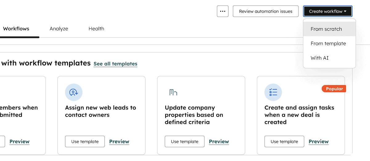 Create workflow.