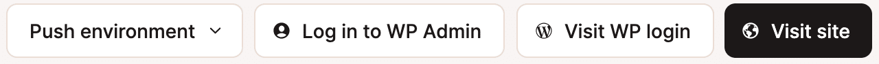 A screenshot of the top of the Site Information page in MyKinsta, showing the buttons for accessing the WordPress Admin dashboard.