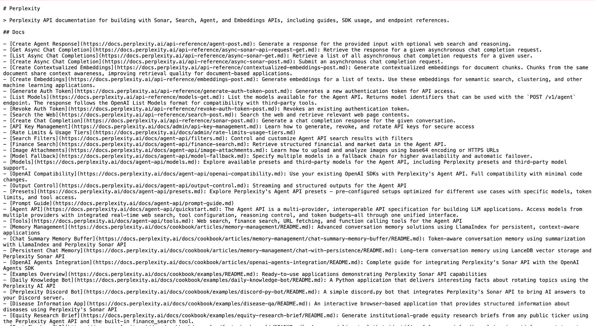 Llms.txt example with Perplexity.ai